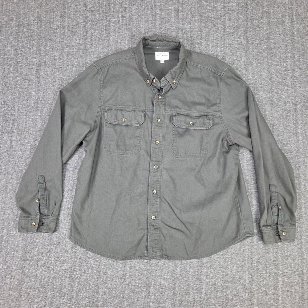 Lucky Brand Shirt Jacket Mens XL Gray Snap Button Long Sleeve Work